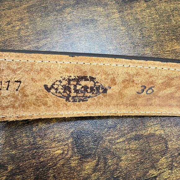 Wright Vintage Tooled Leather Gun Belt Size 36 Concealed Carry Brown Western - Picture 9 of 13